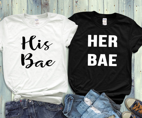 His Bae, Her Bae, Couples Shirts - Custom Lifestyle Designs