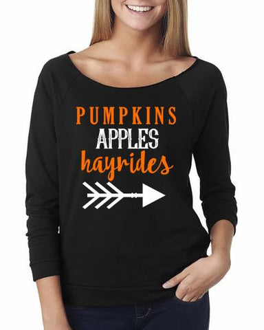 Pumpkins, Apples , Hayrides Shirt - Custom Lifestyle Designs